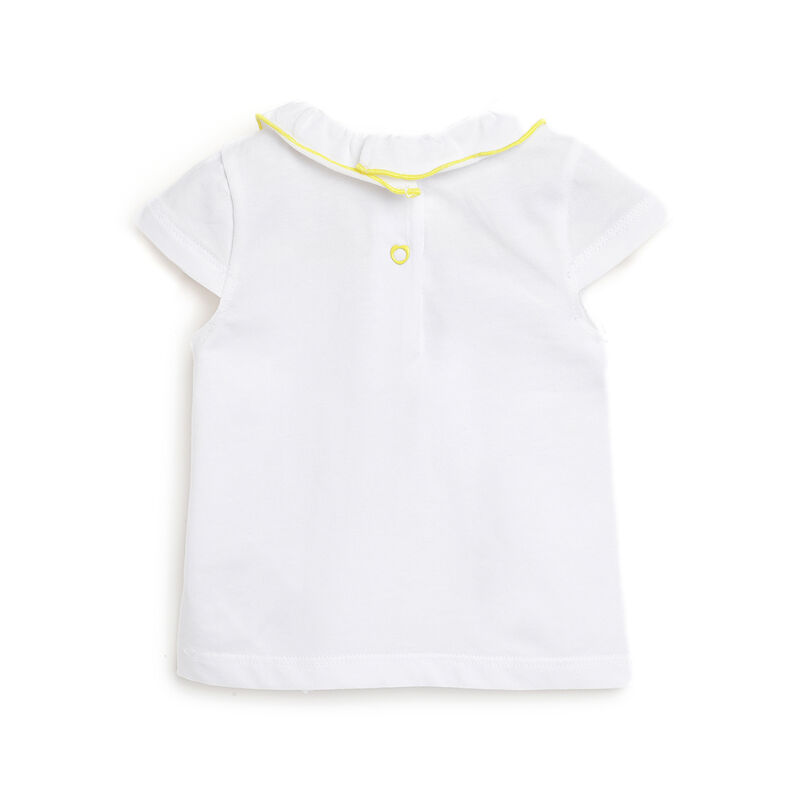 Girls White and Yellow Printed Short Sleeve T-Shirt image number 1